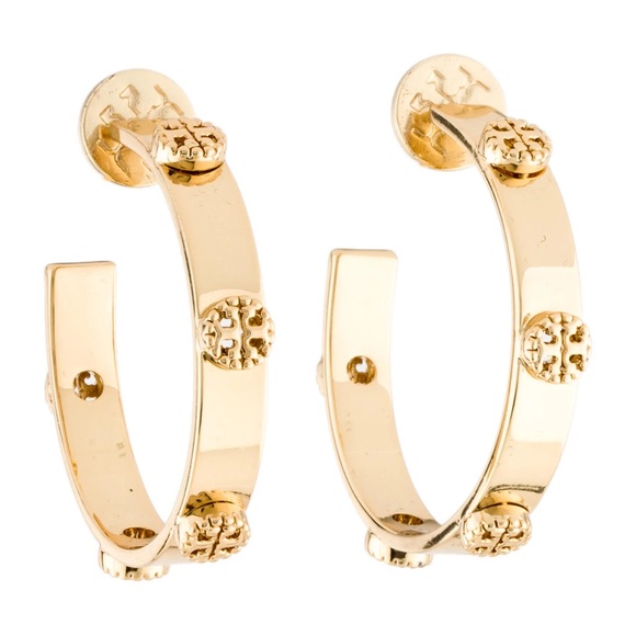 Tory Burch Jewelry - NWT Tory Burch Milgrain Logo Hoop Earring